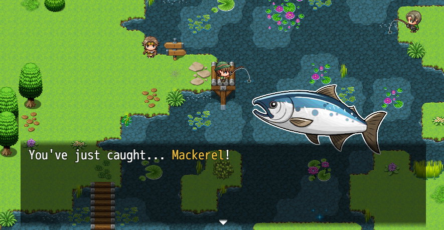 RPG Maker event commands for a successful catch outcome, part 1.