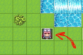 RPG Maker demo map showing the Autorun and NPC events organized for learning.