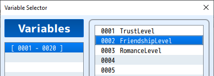 RPG Maker Control Variables command setting TrustLevel to 3.