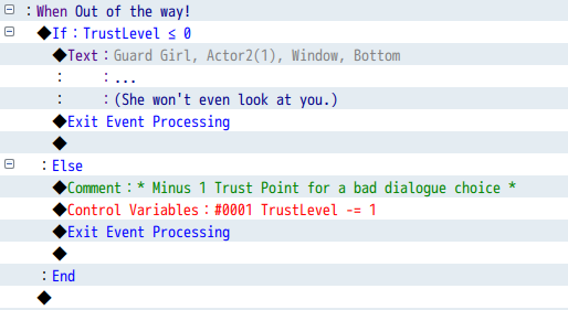 RPG Maker Control Variables command subtracting 1 from TrustLevel.